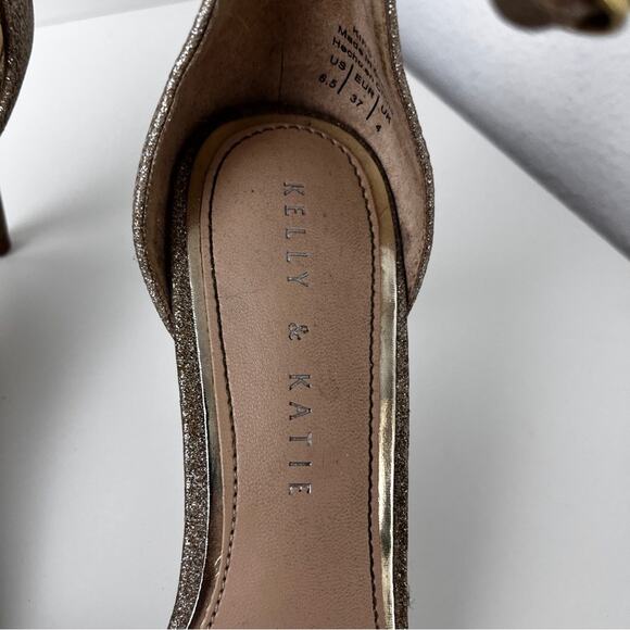 Kelly & Katie Kirstie gold glitter open toe stiletto size 6.5 - Picture 9 of 11